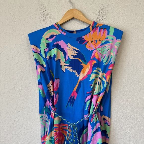 FARM RIO Painted Jungle T-Shirt Dress Multicolor Sleeveless Tropical - Picture 4 of 11